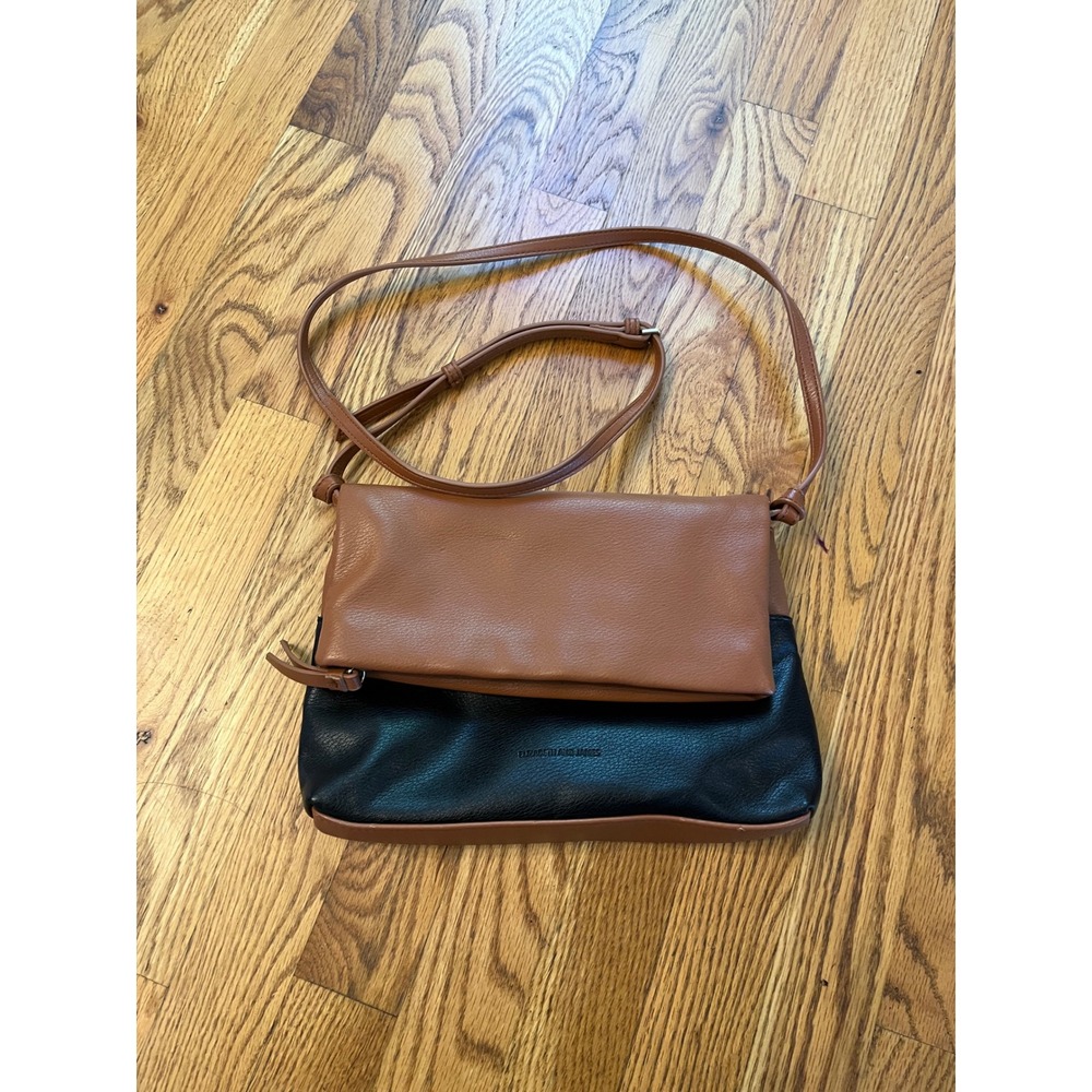 Elizabeth and James Crossbody Bag Black Brown Colorblock Foldover Purse